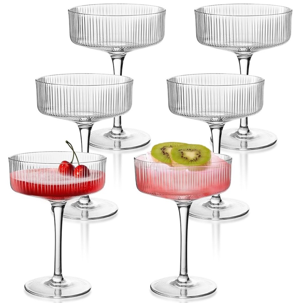 LIKE NEW Clear Glass Coupe Martini Glass Set